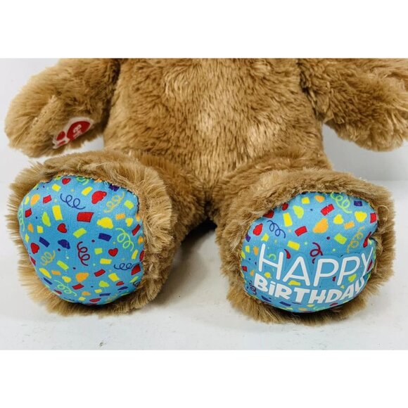 Build A Bear Birthday Teddy Happy Plush Tan Confetti Stuffed Animal Unisex Gift - Picture 5 of 12